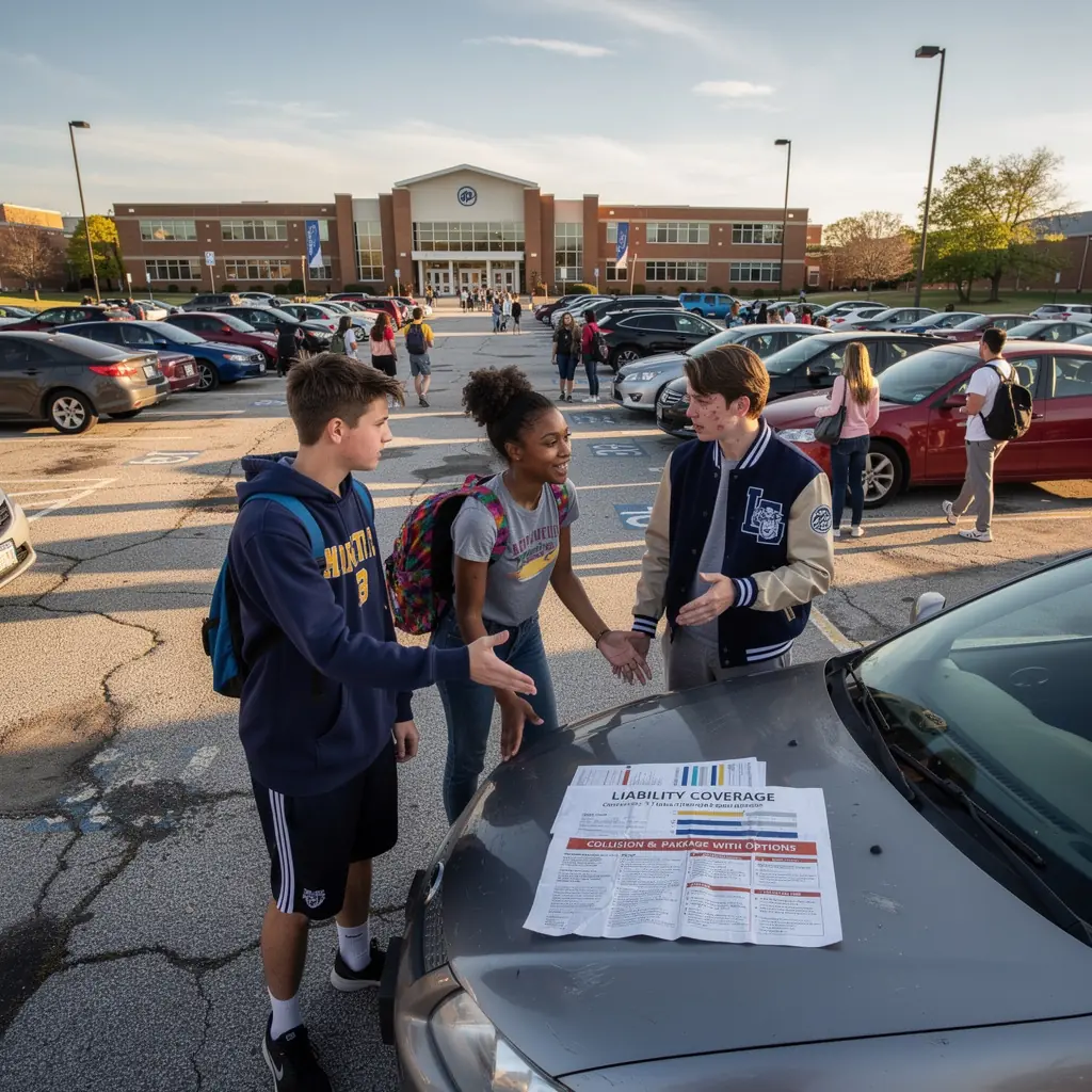 Obraz przedstawiający nowoczesny samochód osobowy zaparkowany na ulicy.